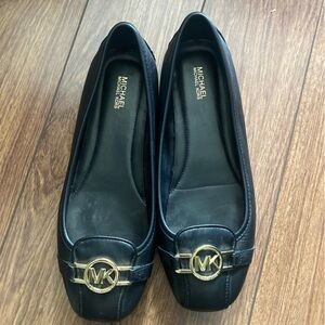 Michael Kors Black Flats with Gold Logo